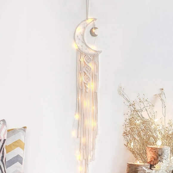 Other - Macrame Wall Hanging Moon Fairy String Light Deco